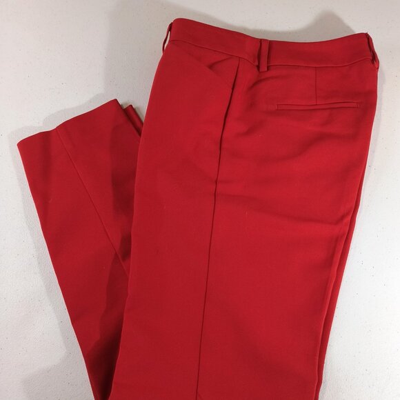 Express Columnist Ankle Low Rise Size 00 Short Hot Coral Stretch Pants - Picture 2 of 10